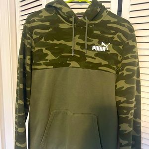 Men’s puma hoodie upper half camo lower half green